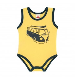 Βρεφικό Αμάνικο Ζιπουνάκι Makoma "Transporter" – 100% Premium Βαμβάκι (Yellow/Navy) (03154ZR) - Αμάνικα ζιπουνάκια
