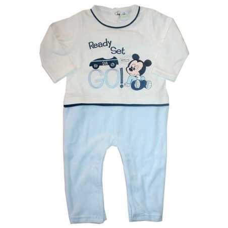 Disney Baby Mickey Mouse Βρεφικό Φορμάκι "Ready, Set, Go!" – Βαμβακερό & Βελουτέ (HQ0012) - Φορμάκια χειμωνιάτικα (βελουτέ, f...