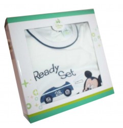 Disney Baby Mickey Mouse Βρεφικό Φορμάκι "Ready, Set, Go!" – Βαμβακερό & Βελουτέ (HQ0012) - Φορμάκια χειμωνιάτικα (βελουτέ, f...