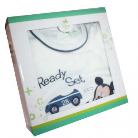 Disney Baby Mickey Mouse Βρεφικό Φορμάκι "Ready, Set, Go!" – Βαμβακερό & Βελουτέ (HQ0012)