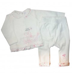 Disney Baby Minnie Mouse Βρεφικό Σετ 2 τμχ. για Κορίτσια – Μπλούζα & Παντελόνι (Λευκό/Ροζ) (HQ0006A) - Χειμωνιάτικα / εποχιακ...