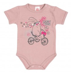 Makoma Βρεφικό Κοντομάνικο Ζιπουνάκι "Bunny Bike" - 100% Πενιέ Βαμβάκι (Σάπιο Μήλο) (03190KR) - Κοντομάνικα ζιπουνάκια απλά
