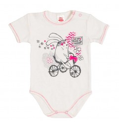 Makoma Βρεφικό Κοντομάνικο Ζιπουνάκι "Bunny Bike" - 100% Πενιέ Βαμβάκι (Εκρού) (03190EKR) - Κοντομάνικα ζιπουνάκια απλά