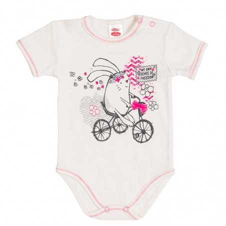 Makoma Βρεφικό Κοντομάνικο Ζιπουνάκι "Bunny Bike" - 100% Πενιέ Βαμβάκι (Εκρού) (03190EKR) - Κοντομάνικα ζιπουνάκια απλά