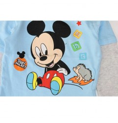 Disney Baby Mickey Mouse Βρεφικό Βαμβακερό Μπλουζάκι με Διπλά Μανίκια - Γαλάζιο (71501A)