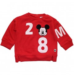 Disney Baby Mickey Mouse: Βρεφική Μπλούζα Φούτερ με Στάμπα – Κόκκινη (HS0033) - Ζακέτες - Μπλούζες φούτερ