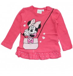 Disney Baby Minnie Mouse: Βρεφικό Μακρυμάνικο Μπλουζάκι με Βολάν – Φούξια (91534A) - Μπλουζάκια Μακρυμάνικα (μακό)