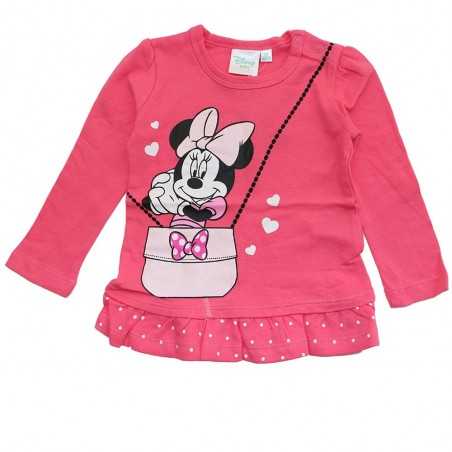 Disney Baby Minnie Mouse: Βρεφικό Μακρυμάνικο Μπλουζάκι με Βολάν – Φούξια (91534A) - Μπλουζάκια Μακρυμάνικα (μακό)