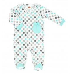 Βρεφικό Βαμβακερό Σετ 2 Τεμαχίων Makoma "Mint Dots" – Φορμάκι & Μακρυμάνικο Ζιπουνάκι (01170) - Χειμωνιάτικα / εποχιακά σετ
