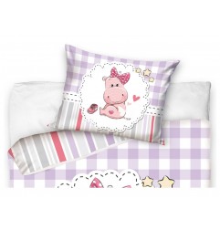 Baby Βρεφικό Σετ Κούνιας Baby Hippo Pink (100x135εκ. + 40χ60εκ) baby191002 - Βρεφικά Σεντόνια/Παπλωματοθήκες