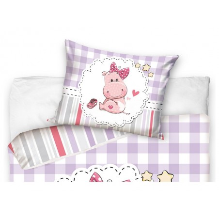 Baby Βρεφικό Σετ Κούνιας Baby Hippo Pink (100x135εκ. + 40χ60εκ) baby191002