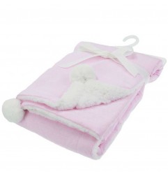 Soft Touch Βρεφική διπλή κουβέρτα Sherpa - Pom Pom 75x100εκ. (FBP190-P) - Βρεφικές Κουβέρτες