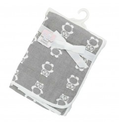 Soft Touch Βρεφική Βαμβακερή κουβέρτα διπλής όψης Grey Panda Bear 78x80εκ. (FBP214SW) - Βρεφικές Κουβέρτες