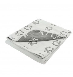 Soft Touch Βρεφική Βαμβακερή κουβέρτα διπλής όψης Grey Panda Bear 78x80εκ. (FBP214SW)