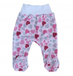 Makoma Βρεφικό Παντελόνι Με Κλειστό Ποδαράκι Pink Heart (0803) - Παντελόνια με κλειστό πόδι