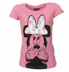 Disney Minnie Mouse Κοντομάνικο Μπλουζάκι για κορίτσια με παγιέτα που αλλάζει σχέδιο (DISM 02026PINK) - Κοντομάνικα μπλουζάκια
