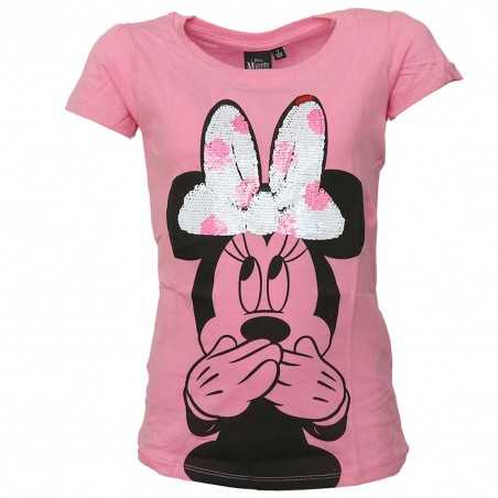 Disney Minnie Mouse Κοντομάνικο Μπλουζάκι για κορίτσια με παγιέτα που αλλάζει σχέδιο (DISM 02026PINK) - Κοντομάνικα μπλουζάκια