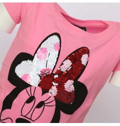 Disney Minnie Mouse Κοντομάνικο Μπλουζάκι για κορίτσια με παγιέτα που αλλάζει σχέδιο (DISM 02026PINK)