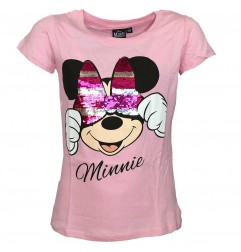 Disney Minnie Mouse Κοντομάνικο Μπλουζάκι για κορίτσια με παγιέτα που αλλάζει σχέδιο (DISM 02027PINK) - Κοντομάνικα μπλουζάκια