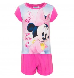 Disney Baby Minnie Mouse "Cute Minnie" Βρεφική Καλοκαιρινή Πιτζάμα – 100% Βαμβακερό Σετ (Φούξια) (ER0328FUX) - Πιτζάμες