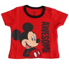 Βρεφικό Κοντομάνικο Μπλουζάκι Disney Baby Mickey Mouse "Awesome" – 100% Βαμβακερό – Κόκκινο (DIS BMB 51 02 1338) - Κοντομάνικ...