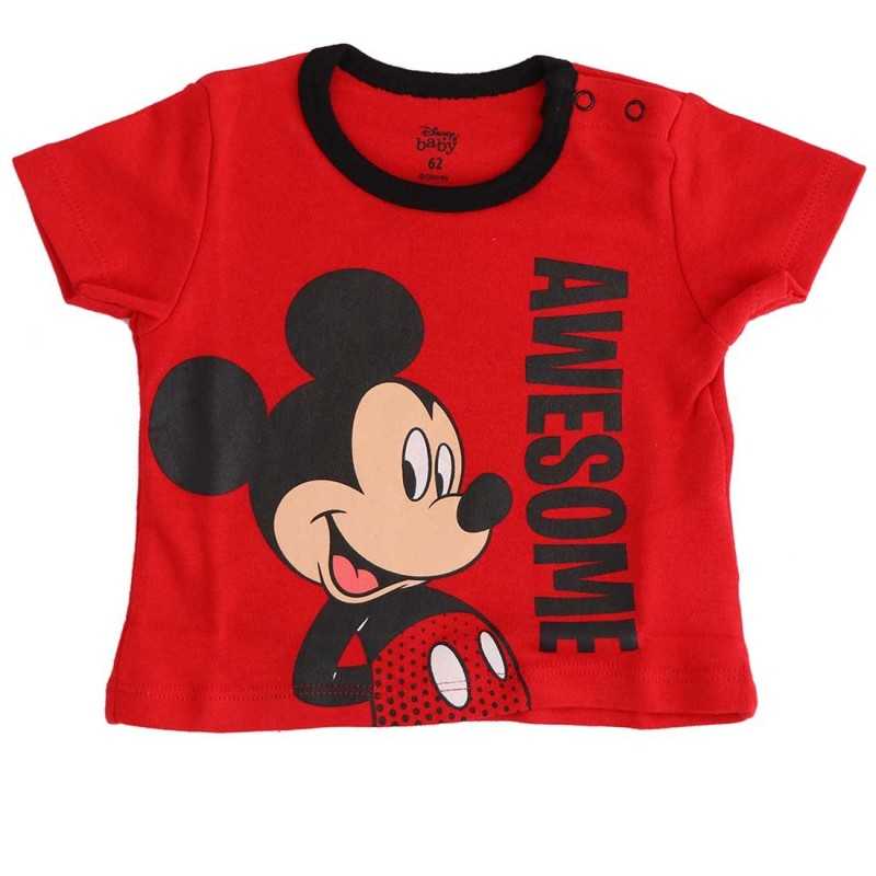 Βρεφικό Κοντομάνικο Μπλουζάκι Disney Baby Mickey Mouse "Awesome" – 100% Βαμβακερό – Κόκκινο (DIS BMB 51 02 1338)