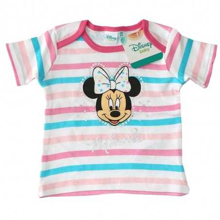 Disney Baby Minnie Mouse Βρεφικό Κοντομάνικο Μπλουζάκι - Ριγέ με Glitter Λεπτομέρειες (DIS MF 51 02 849Α) - Κοντομάνικα μπλου...