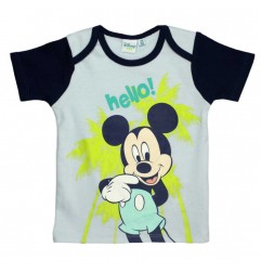 Βρεφικό Κοντομάνικο Μπλουζάκι Mickey Mouse Disney Baby "Hello!" - Γαλάζιο/Navy - 100% Βαμβακερό (DIS BMB 51 02 871A) - Κοντομ...