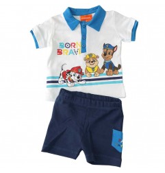 Βρεφικό Καλοκαιρινό Σετ Paw Patrol 2 τμχ "Born Brave" – Λευκό Μπλουζάκι Polo & Μπλε Σορτσάκι (100% Βαμβάκι) (PAW 51 12 847 U)...