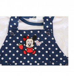 Disney Baby Βρεφικό Σετ 2 τμχ Minnie Mouse – Μπλε Πουά Σαλοπέτα & Λευκό Μπλουζάκι (100% Βαμβάκι) (AQE0007)