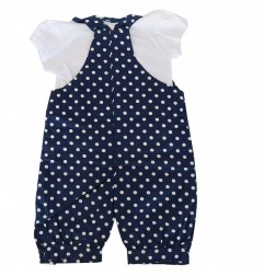 Disney Baby Βρεφικό Σετ 2 τμχ Minnie Mouse – Μπλε Πουά Σαλοπέτα & Λευκό Μπλουζάκι (100% Βαμβάκι) (AQE0007) - Καλοκαιρινά Σετ