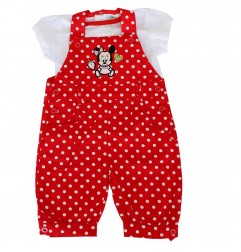 Disney Baby Βρεφικό Σετ 2 τμχ Minnie Mouse – Κόκκινη Πουά Σαλοπέτα & Λευκό Μπλουζάκι (100% Βαμβάκι) (AQE0007A) - Καλοκαιρινά Σετ