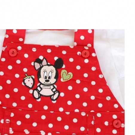 Disney Baby Βρεφικό Σετ 2 τμχ Minnie Mouse – Κόκκινη Πουά Σαλοπέτα & Λευκό Μπλουζάκι (100% Βαμβάκι) (AQE0007A)