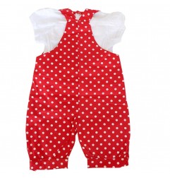 Disney Baby Βρεφικό Σετ 2 τμχ Minnie Mouse – Κόκκινη Πουά Σαλοπέτα & Λευκό Μπλουζάκι (100% Βαμβάκι) (AQE0007A) - Καλοκαιρινά Σετ