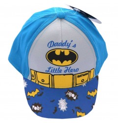 Βρεφικό Καπέλο Τζόκεϋ Batman "Daddy's Little Hero" – 100% Βαμβακερό (Σιέλ/Γκρι) ( ET4340BLUE) - Σκούφοι/ Καπέλα