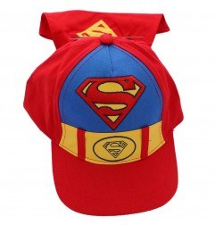 Βρεφικό & Παιδικό Καπέλο Τζόκεϋ Superman με Κάπα – 100% Βαμβακερό (SE4060 RED) - Σκούφοι/ Καπέλα