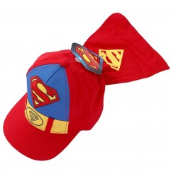 Βρεφικό & Παιδικό Καπέλο Τζόκεϋ Superman με Κάπα – 100% Βαμβακερό (SE4060 RED)