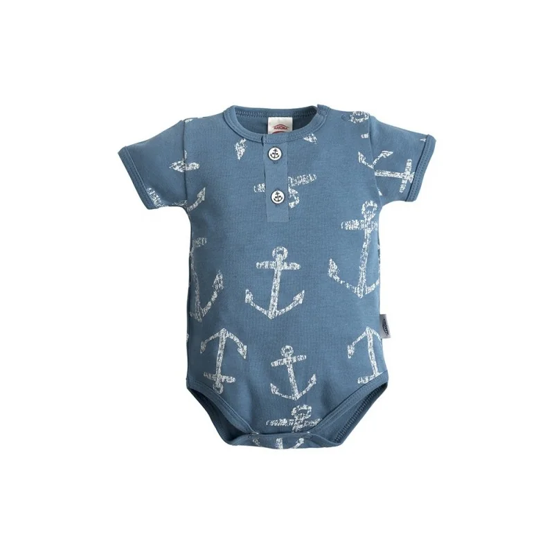 Makoma Βρεφικό Κοντομάνικο Ζιπουνάκι Polo "Blue Sea N" - 100% Premium Βαμβάκι (Μπλε με Άγκυρες) (03226KRNP Navy)