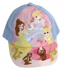 Disney Princess Βρεφικό Καπέλο Τζόκεϋ 100% Βαμβακερό - Γαλάζιο & Ροζ με τις Πριγκίπισσες (PR-A-23 Blue)
