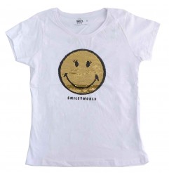Smiley βαμβακερό γυναικείο μπλουζάκι (SM 53 02 111 SEQUINS 2 SIDE) - Γυναικεία μπλουζάκια