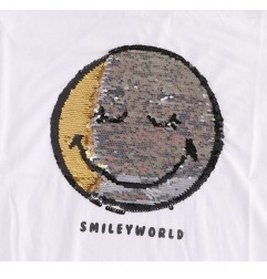 Smiley βαμβακερό γυναικείο μπλουζάκι (SM 53 02 111 SEQUINS 2 SIDE)