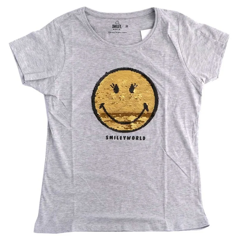 Smiley βαμβακερό γυναικείο μπλουζάκι (SM 53 02 111 SEQUINS 2 SIDE Grey) Smiley βαμβακερό γυναικείο μπλουζάκι (SM 53 02 111 SEQUINS 2 SIDE Grey)
