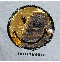 Smiley βαμβακερό γυναικείο μπλουζάκι (SM 53 02 111 SEQUINS 2 SIDE Grey)