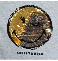Smiley βαμβακερό γυναικείο μπλουζάκι (SM 53 02 111 SEQUINS 2 SIDE Grey)