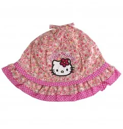 Hello Kitty Βρεφικό Καλοκαιρινό Καπέλο με Διπλό Βολάν & Φούξια Πουά Λεπτομέρειες - 100% Βαμβακερό (ME4130) - Σκούφοι/ Καπέλα