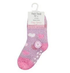 Tick Tock Βρεφικές Χνουδωτές Κάλτσες "Cosy Socks" - Αντιολισθητικό Σετ 2 Ζευγάρια με Καρδιές (44B885A) - Βρεφικές Κάλτσες κορ...