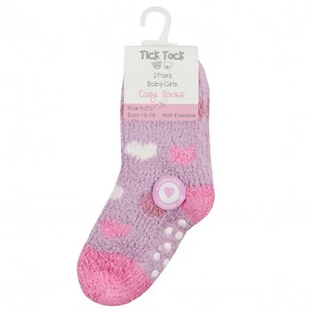 Tick Tock Βρεφικές Χνουδωτές Κάλτσες "Cosy Socks" - Αντιολισθητικό Σετ 2 Ζευγάρια με Καρδιές (44B885A) - Βρεφικές Κάλτσες κορ...
