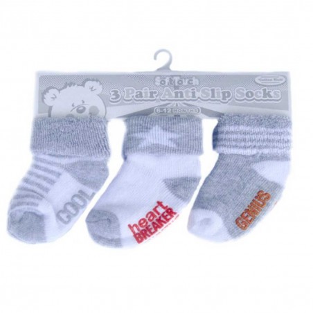 Βρεφικές Αντιολισθητικές Κάλτσες πετσετέ σετ 3 ζευγάρια (s60G) - Βρεφικές Κάλτσες αγόρι