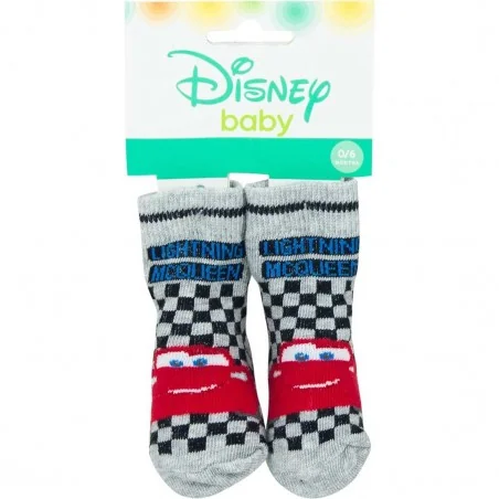 Disney Baby Cars Βρεφικές Κάλτσες – Σχέδιο Lightning McQueen με Αγωνιστικό Καρό (Γκρι) (ER0678B) - Βρεφικές Κάλτσες αγόρι