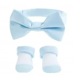 Βρεφικό Σετ "Baby Blue" – Καλτσάκια & Παπιγιόν σε Γαλάζιο-Λευκό (BS02B) - Βρεφικές Κάλτσες αγόρι